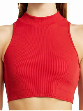 ALO Goddess Ribbed Cutout Crop Top Red Size Small